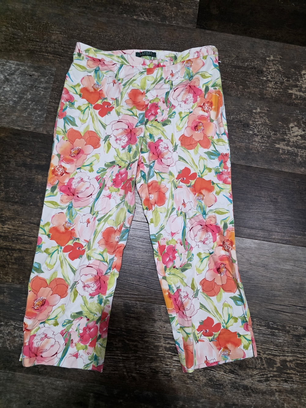 Lauren Ralph Lauren White Floral Skirt with Pink & Green Accents